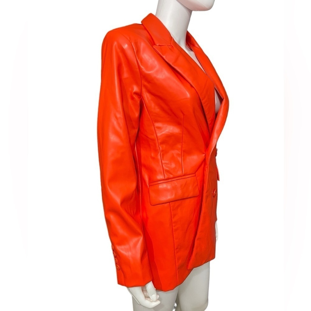House of Harlow orange faux leather blazer jacket oversized NWT - Picture 6 of 12